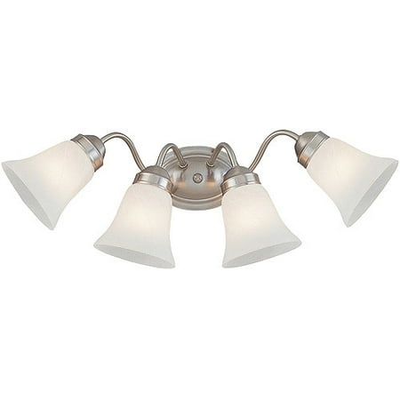 Hardware House 4-Light Bathroom Wall Fixture, Satin Nickel