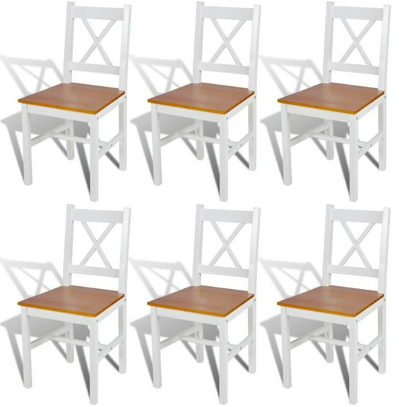 Casafoyer Dining Chairs 6 pcs White Pinewood