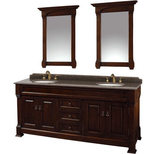 Wyndham Collection Andover 72 Inch Double Bathroom Vanity In Dark Cherry Imperial Brown Granite Countertop Undermount Oval Sinks And 28 Inch Mirrors Walmart Com Walmart Com