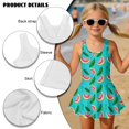 thumbnail image 4 of DISNIMO Watermelon Print Girls One Piece Swimsuits Sleeveless Swimwear Skirted Soft U Neck Bathing Suit Quick Dry Swim Dress Size 7-8, 4 of 8