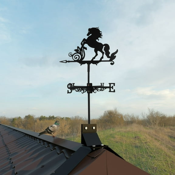 BESTOYARD Durable Iron Horse Weathervane for Outdoor Wind Direction and Patio Decoration
