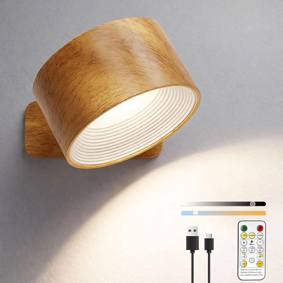 Lamps - Rechargeable Infinity Wall Lamps with Remote Control, Cordless Magnetic Sconces, 360° Rotatable, 3 Color Temperatures & Dimmable for Bedroom and Home Lighting