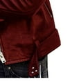 thumbnail image 4 of VEKDONE Cropped Jackets for Women 2026 Trendy Faux Leather Long Sleeve Coat Casual Zipper Button Lapel Jacket with Pockets Outdoor Moto Small Outwear Wine L, 4 of 5