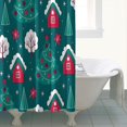 thumbnail image 4 of Dark Teal Christmas Village Pattern Shower Curtain 84"x72" ,Bathroom Decorative Shower Curtains Set with 12 Hooks,Modern Waterproof Washable Shower Curtain, 4 of 6