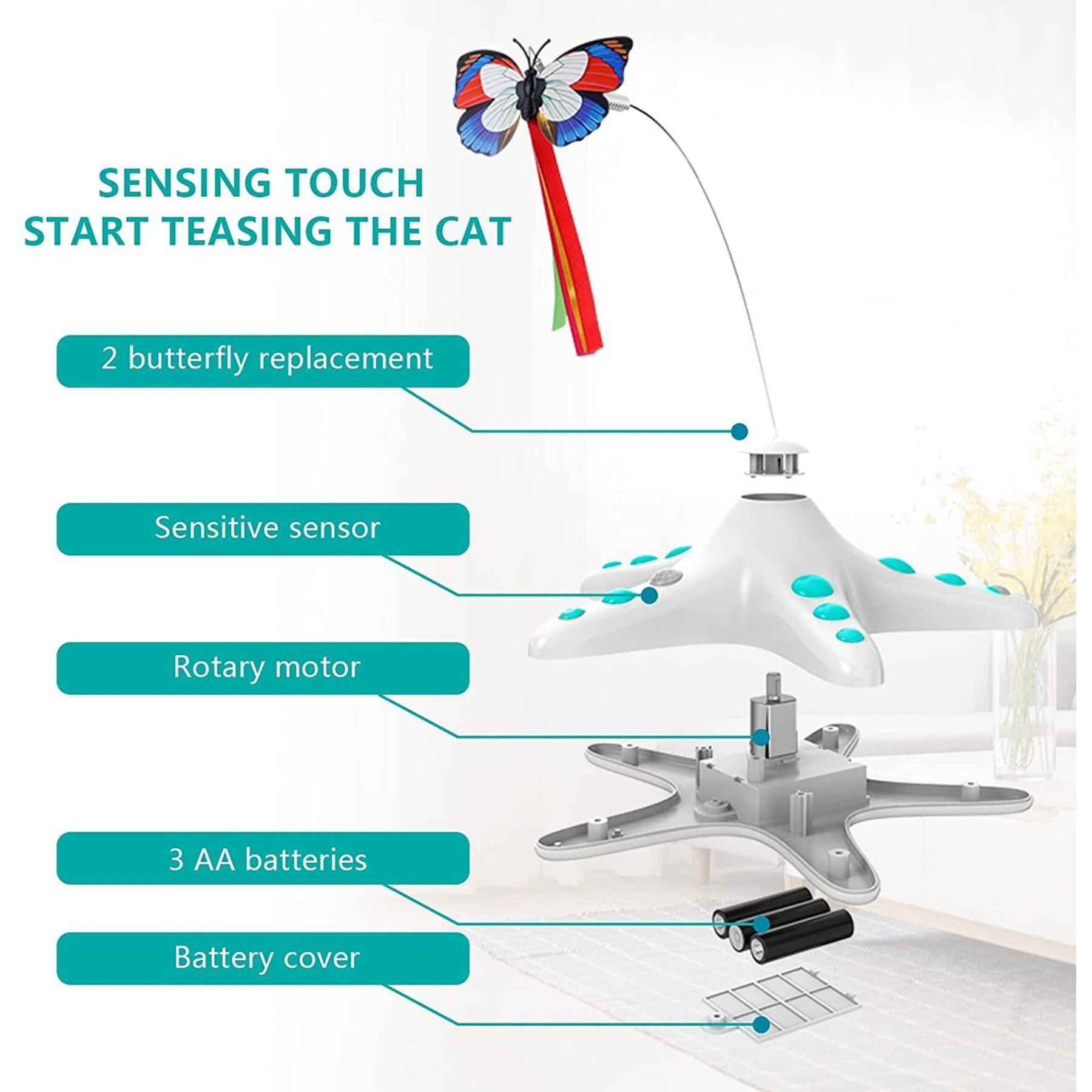 Smart Electric Cat Toy Automatic Self Play Kitten Teaser with Motion Sensor Interactive Fun for Indoor Cats