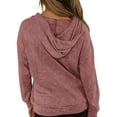 thumbnail image 3 of HUBERY Women Drawstring Kangaroo Pocket Spliced Long Sleeve Solid Color Hoodie, 3 of 3
