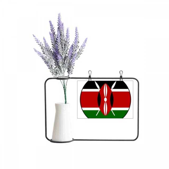 Kenya Africa National Emblem Tarjeta de jarrón de lavanda artificial