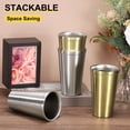 thumbnail image 4 of 2Pcs Stainless Steel Cup, 15Oz Metal Double Walled Travel Tea Coffee Mug for Milk, Juice, Cold or Hot Drinks (Gold), 4 of 7