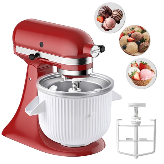 Ice Cream Attachment for KitchenAid Stand Mixer,Fits 4.5-5Qt Tilt-Head/6-7Qt Bowl-Lift Stand Mixers, 2-Quart Frozen Kitchenaid Ice Cream Maker Attachment