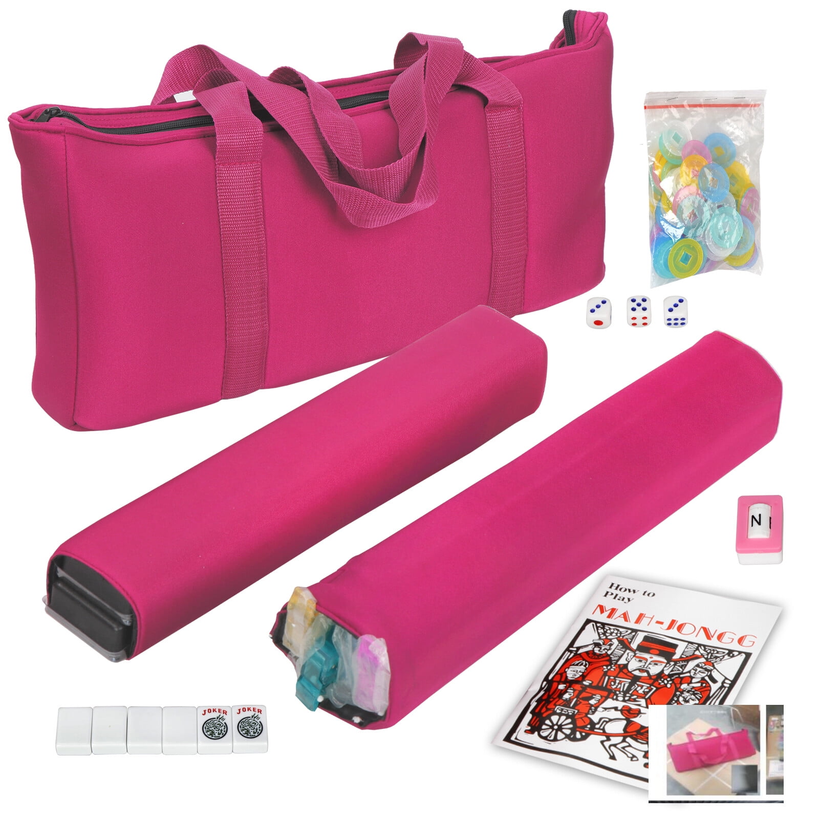 ZenSports American Mahjong Set Complete Families Game W/4 All-in-One Rack/Pushers & Padded Bag