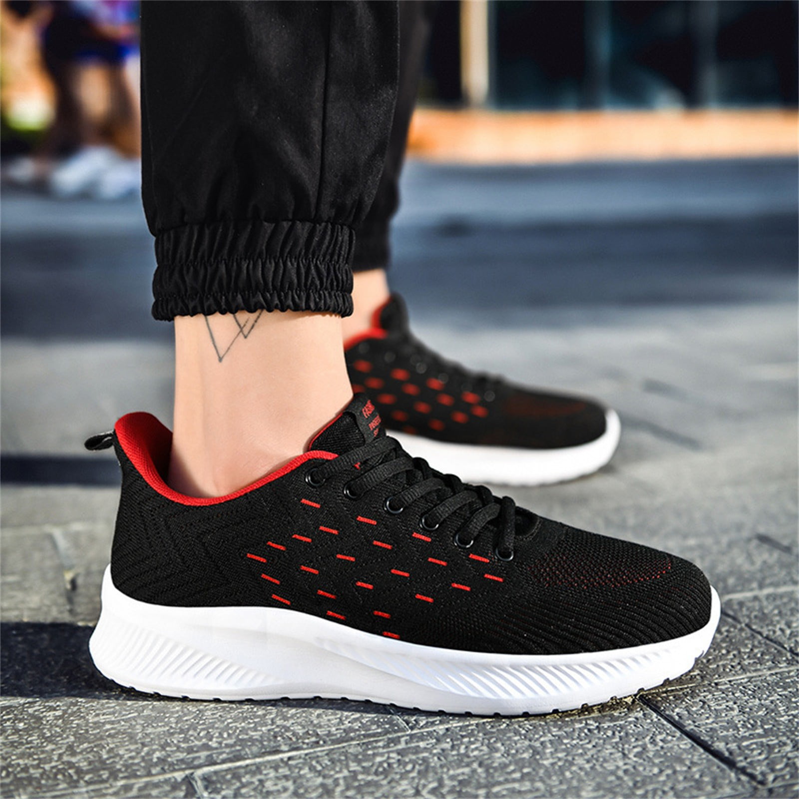 Men Sneakers Summer Plus Size Lightweight Comfort Shoes Sneakers Non Slip  Casual Running Shoes Red 8