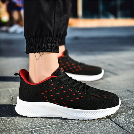

Men Sneakers Summer Plus Size Lightweight Comfort Shoes Sneakers Non Slip Casual Running Shoes Red 10.5
