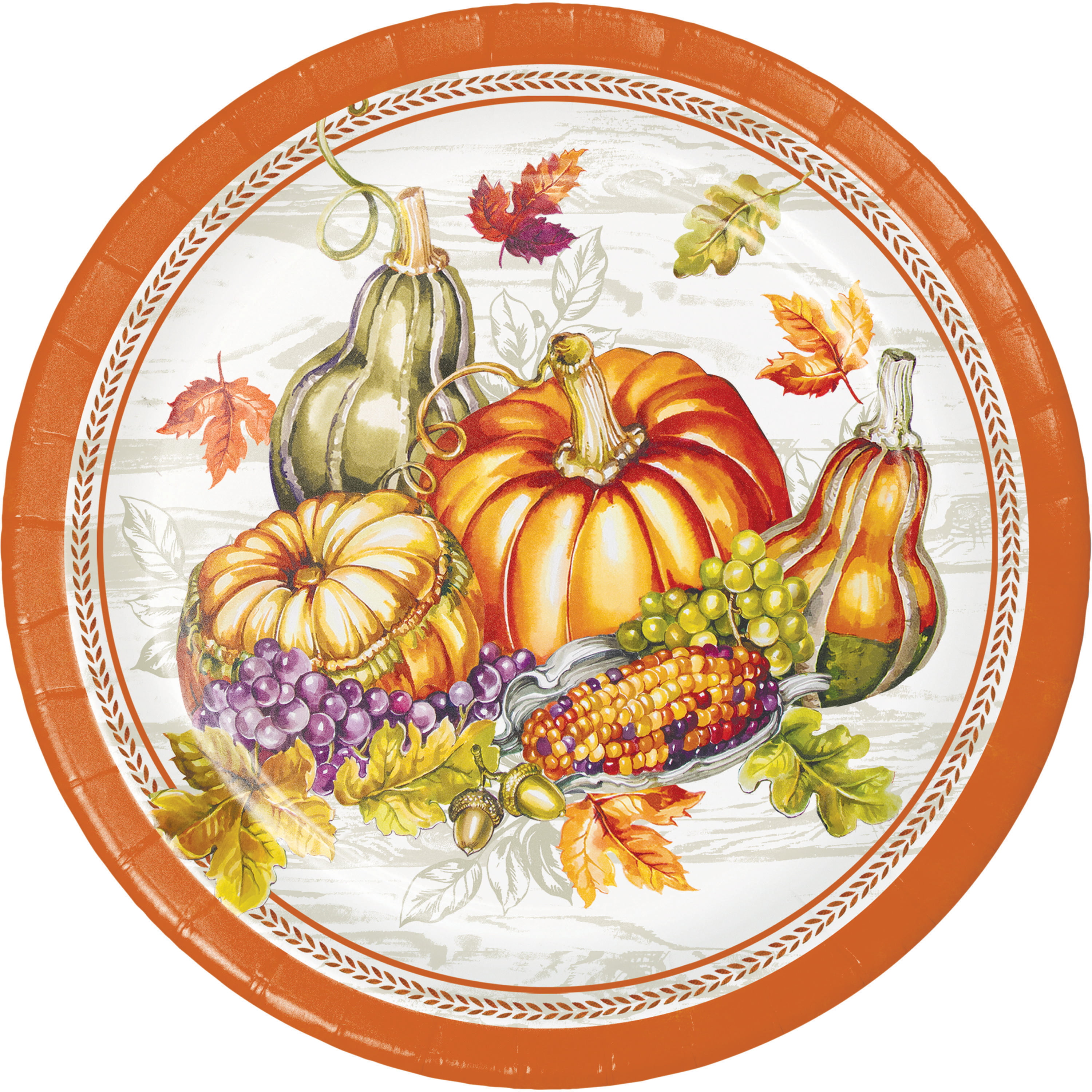 Autumn Hues Fall Leaves Thanksgiving Banquet Party 7" Square Paper Dessert Plate 