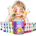 thumbnail image 1 of Set de pintura para dedos Jar Melo Safe para niños pequeños, 12 colores, 60 ml, 1 of 6