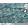 thumbnail image 3 of Soimoi Tissu en Soie Imprimé Feuilles & Roses Tissu de Couture Yard 42 Pouces de Large, 3 of 3