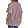 thumbnail image 3 of MOSHU Oversized T Shirts for Women Quilting Stitching Womens Shirts Classic Trendy Casual Tops, 3 of 5