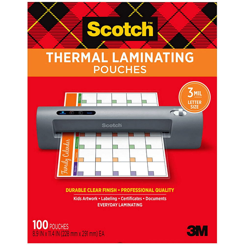 Scotch Thermal Laminating Pouches, 100Pack, 8.9 x 11.4 Inches, Letter