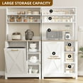 thumbnail image 3 of Uforic Bakers Rack with Shelves & Power Outlets, 6-Tier Microwave Stand with Trash Bin Cabinet, White, 3 of 8