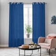 thumbnail image 5 of Pure Navy Blue Kitchen Curtains 96 Inch Length, Simple Solid Color Grommet Top Bedroom Living Room Curtains, Light Filtering Cafe Curtain Drapes 2 Panels Set 104''x96'', 5 of 9