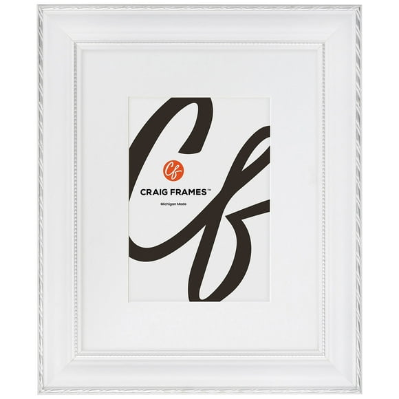 Craig Frames Victoria, 11x17 Picture Frame Matted for an 8x12 Photo, Ornate White and Silver