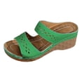 thumbnail image 6 of Slides for Women Bohemian Hollow out Orthopedic Walking Sandals Summer Casual Slip on Platform Wedges Green Size 9.5, 6 of 7