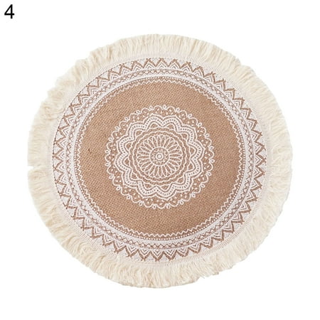 

Cotton Linen Table Mat Retro Style Insulation Non-slip Placemat Kitchen Decor