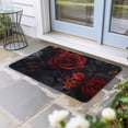 thumbnail image 2 of Red Orange Roses Doormat Outdoor Entrance 24"x36", Elegant Romantic Flowers Pastoral Absorb Moisture Dirt Door Mats, Non-Slip Rubber Backing Floor Mats Indoor, Low-Profile Front Door Rugs, 2 of 9