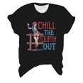 thumbnail image 4 of Women's T-Shirts Graphic Summer Chill The Fourth Out Print Short Sleeve Crew Neck Comfortable Breathable Gathering Vacation Casual Date T Shirt, 4 of 4
