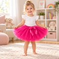 thumbnail image 3 of Ticikt Girls Rainbow Layered Tulle Tutu Skirt, Elastic Waist with Satin Bow, Fluffy Princess Party Skirt, 3 of 5