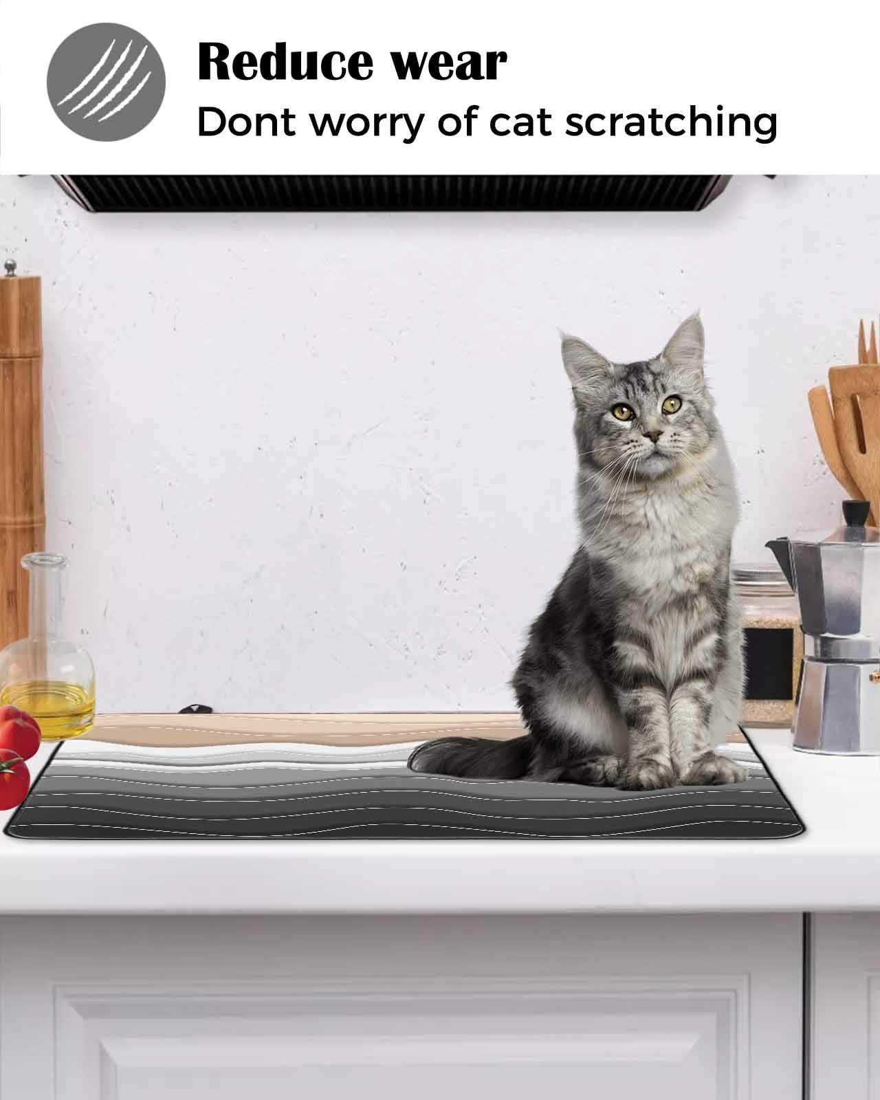 nqOlkjepod Large Induction Cooktop Protector Mat 24"x21", Grey Ombre Stripe Stove Top Covers for Electric Stove, Abstract Summer Beach Coastal Stove Burner Cover Mats, Glass Top Stove Cover