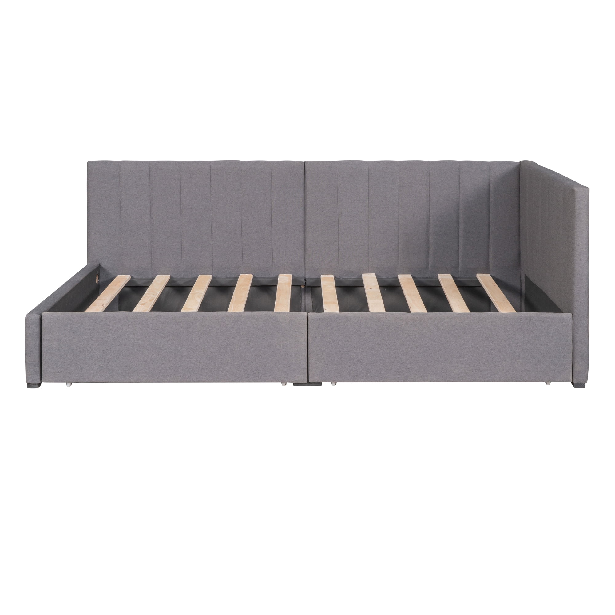 Aukfa Upholstered Daybed with Two Storage Drawers, Twin Sofa Bed Daybed, Gray