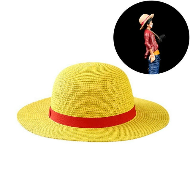 Luffy Sombrero de Paja Multifuncional Anime Personaje de Dibujos Animados Protector Solar Sombrero de Paja Cosplay Sombrero para el Sol para Adultos