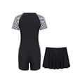 thumbnail image 2 of renvena Kids Girls 2 Piece Swimsuit Rash Guard Beachwear Short Sleeve Swimwear with Swim Skirts Set A Black 4XL, 2 of 7