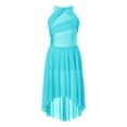 thumbnail image 2 of Aislor Girls Rhinestones Halter Neck Lyrical Dance Dress Ballet Tulle Leotard Dress Hi-Lo Contemporary Dancewear Light blue 12, 2 of 7