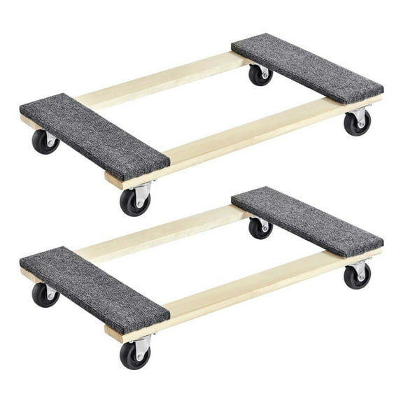 Furniture Dolly 2 Pack - 1000lbs Capacity - 18x30in Heavy Duty Mover's Dolly - 8x3in Swivel Casters - Hardwood Floor Safe Moving Cart