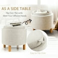 thumbnail image 6 of Gymax Round Storage Ottoman w/Tray Top Accent Padded Footrest w/Wood Legs Beige, 6 of 10