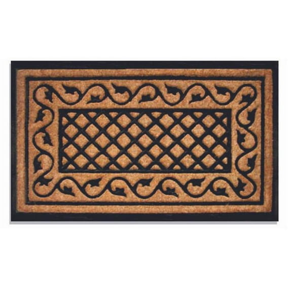 Geo Crafts G336-39 24 x 39 in. Coir Molded Ivy-Lattice Doormat, Beige - Rubber