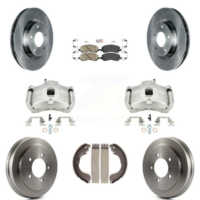 Transit Auto Front Rear Disc Brake Caliper Rotors Drums Ceramic Pads Kit (8Pc) for Car Jeep Patriot Compass Dodge Caliber Chrysler Sebring Avenger KC8-101594N