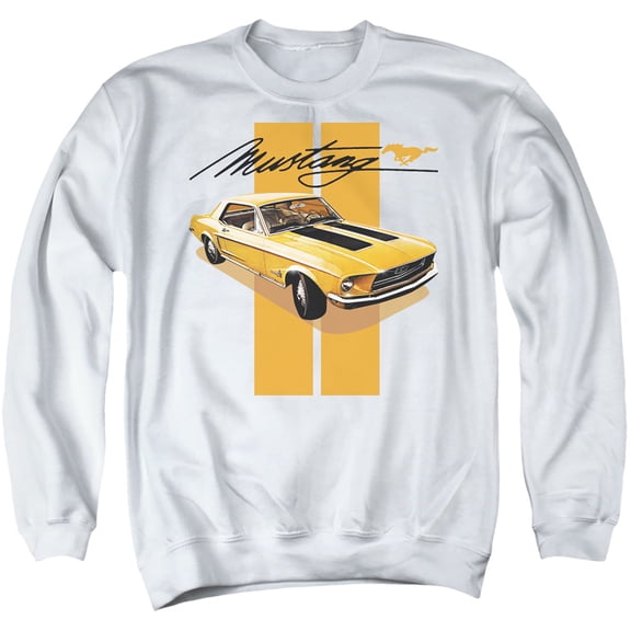 Ford Mustang Stang Stripes Adult Crewneck Sweatshirt White