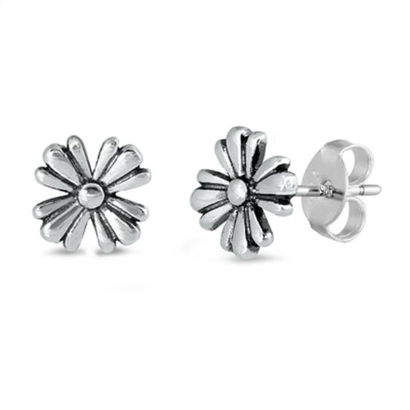 Sterling Silver Flower Daisy Nature Stud Earrings 925 New Jewelry Female Unisex