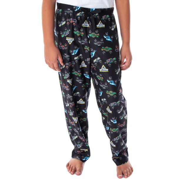 Monster Jam Boys' Monster Truck Allover Pattern Sleep Pajama Pants (LG ...