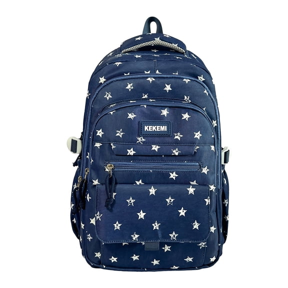 Boyscolos Cute Print Backpack for Students, Lightweight Fabric Large Capacity Student School Bag Multi-Pocket Travel Daypack Blue One Size