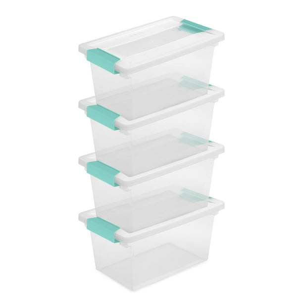 Caja de almacenamiento Sterilite Clip de plástico transparente mediana, paquete de 8