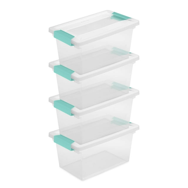 Caja de almacenamiento Sterilite Clip de plástico transparente mediana, paquete de 8