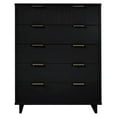 thumbnail image 5 of 2-Piece Granville Solid Wood Tall Chest and Standard Dresser Set in Black, 5 of 17