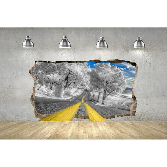 Startonight 3D Mural Wall Art Photo Decor Winter Road Amazing Dual View Surprise Wall Mural Wallpaper for Bedroom Landscapes Wall Art Gift Large 47.24 ‘’ By 86.61 ‘’