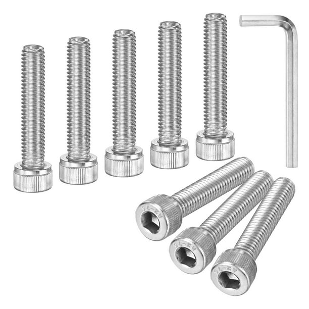 Uxcell 10-Pack M8 x 40mm Tornillos de Cabeza Hexagonal, Tornillos de Máquina de Acero Inoxidable 304, Sujetadores de Precisión de Rosca Completa