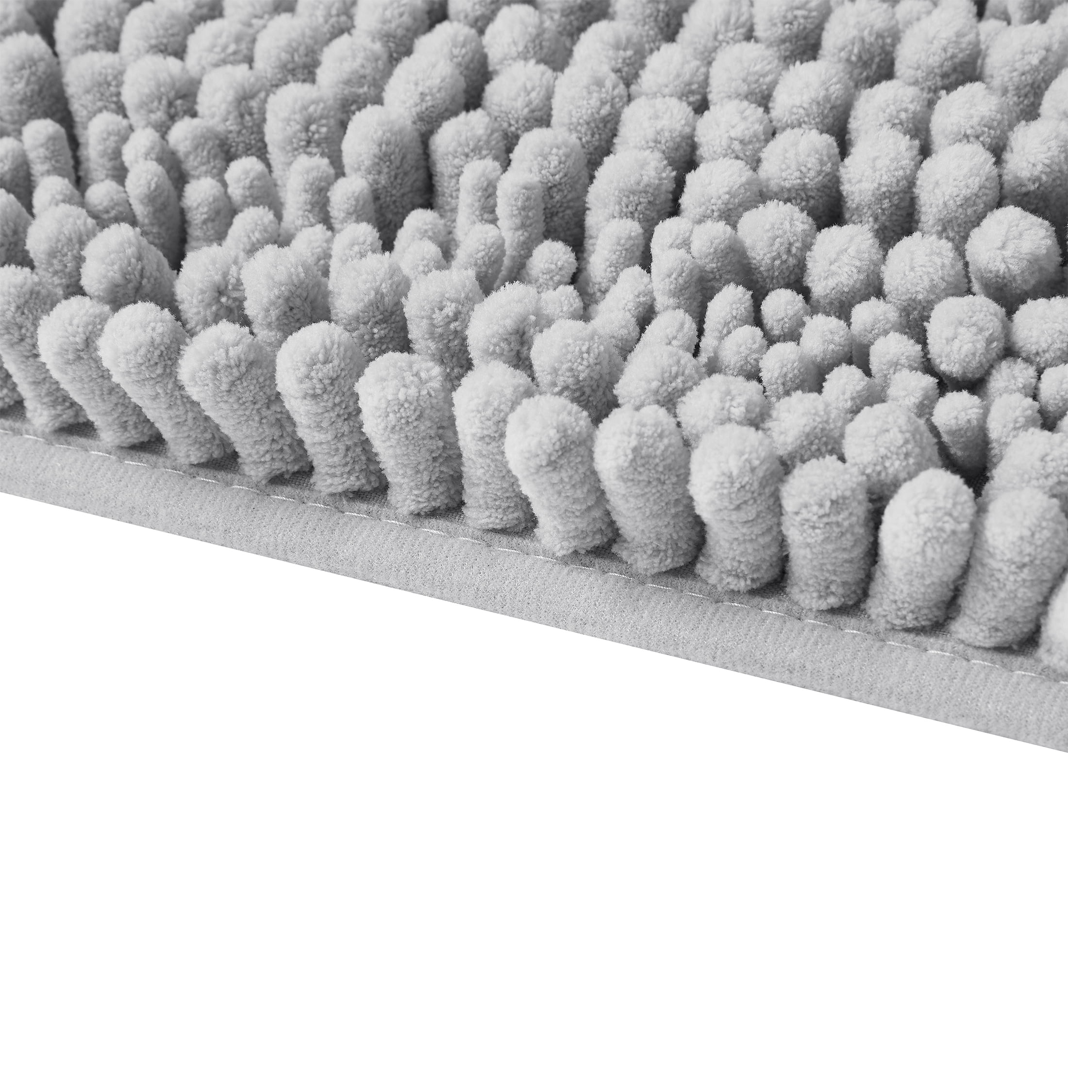 Mainstays Textured Chenille High-Low Noodle Bath Rug Set, Soft Silver, 2 Pieces