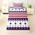 thumbnail image 3 of Manfei Stars Striped Twin Sheets,Red Navy Bedding,3pcs,1 Fitted Sheet and 1 Pillowcase, 3 of 6