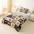 thumbnail image 2 of Homewish Paw Bone Plaid Twin Comforter Sets,Retro Pet Dog Theme Bedding Set,Brown,Light Gray Reversible,2pcs,1 Comforter and 1 Pillowcase, 2 of 7